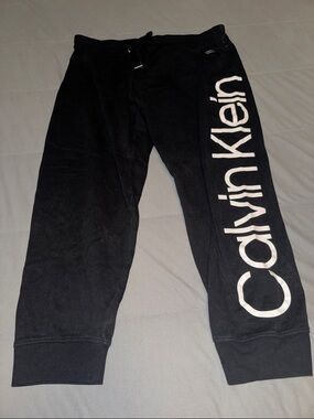 Calvin Klein Black capris with White Side Logo